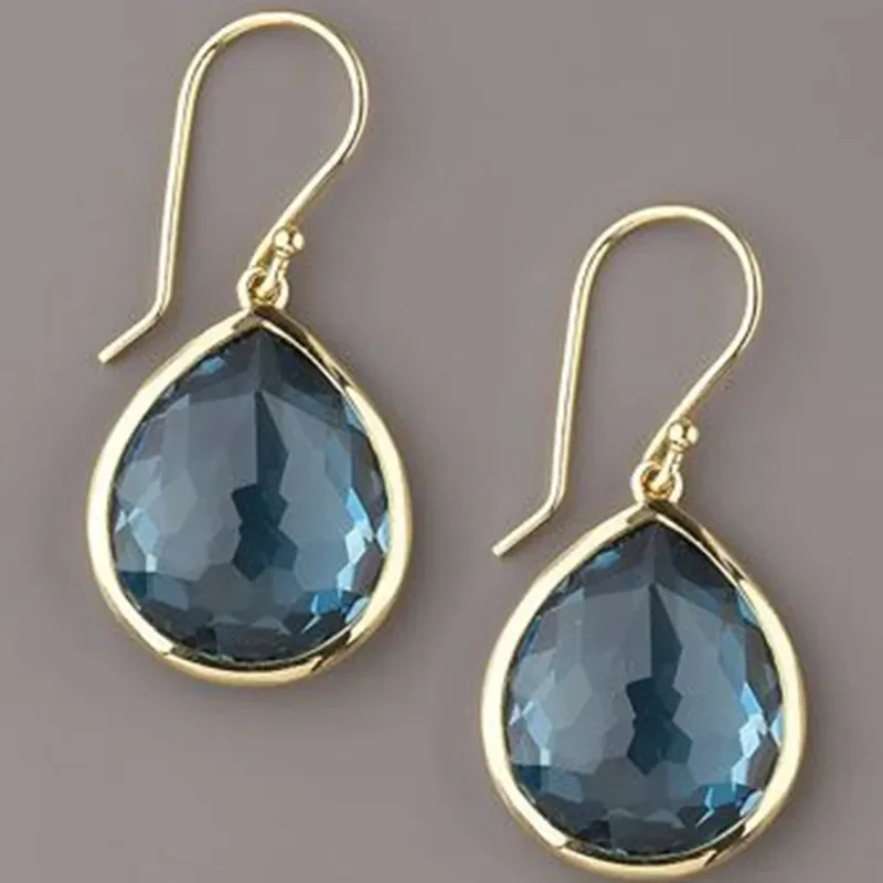 Aretes Gota de Cristal Azul Vintage