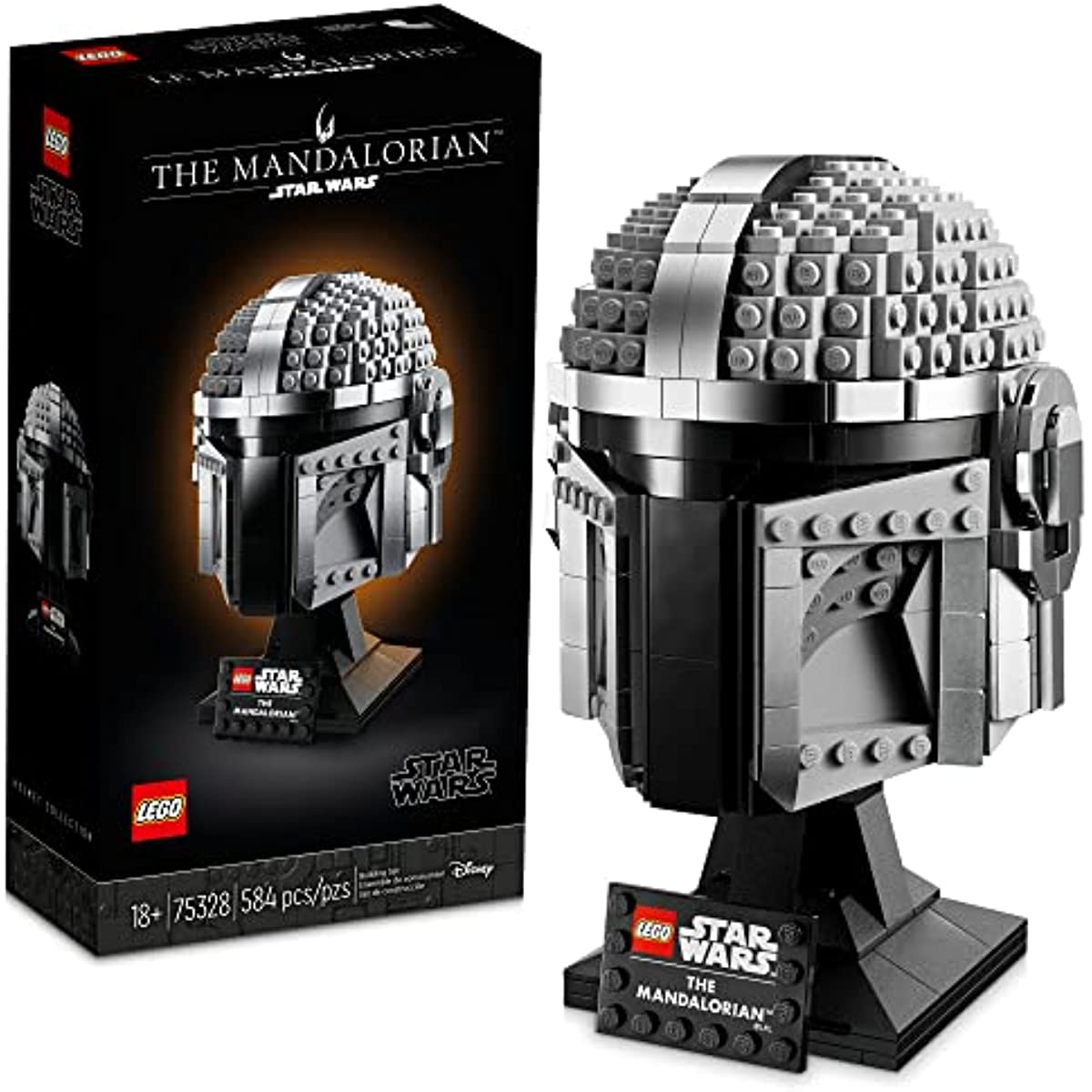 LEGO Star Wars The Mandalorian Helmet 75328 Buildable Model Kit. Display Collectible Decoration Set for Adults. Men. Women. Mom. Dad. Collectible Gift Idea