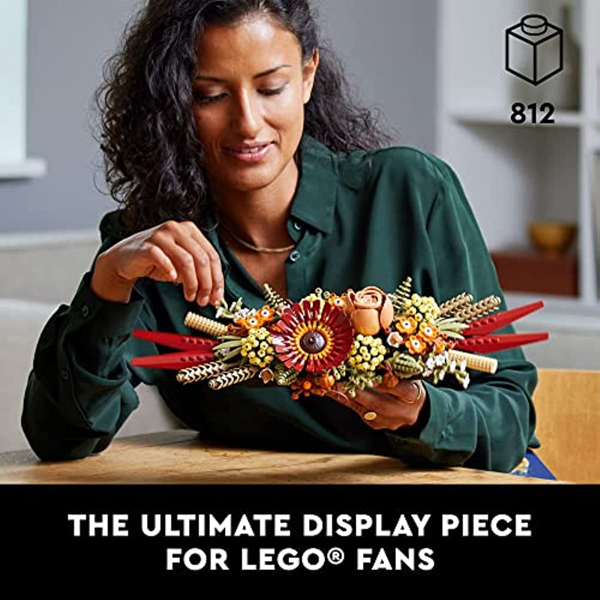 LEGO Icons Dried Flower Centerpiece 10314 Artificial Flowers with Rose and Gerbera. Table or Wall Decoration. Unique Housewarming Gifts. Botanical Collection