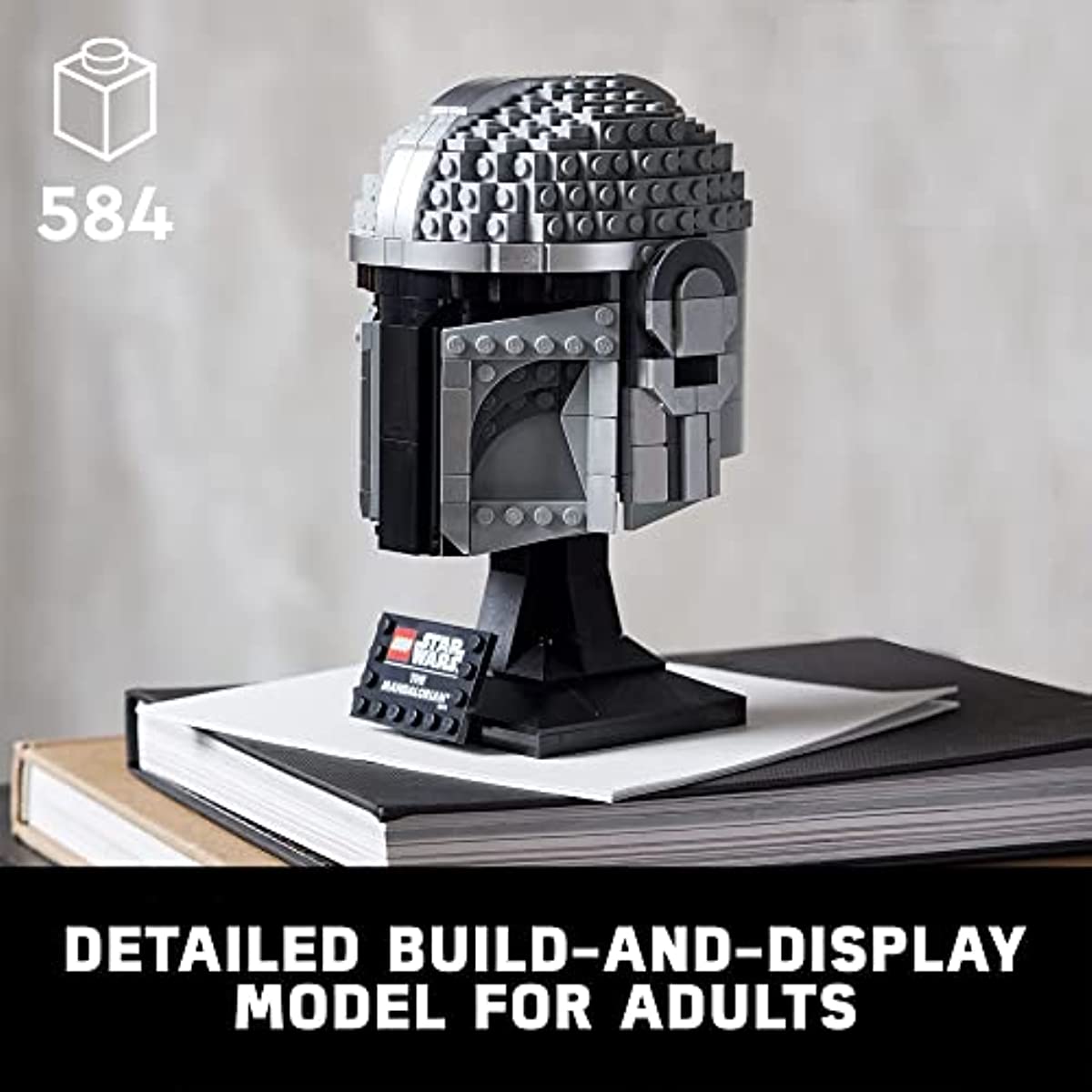 LEGO Star Wars The Mandalorian Helmet 75328 Buildable Model Kit. Display Collectible Decoration Set for Adults. Men. Women. Mom. Dad. Collectible Gift Idea