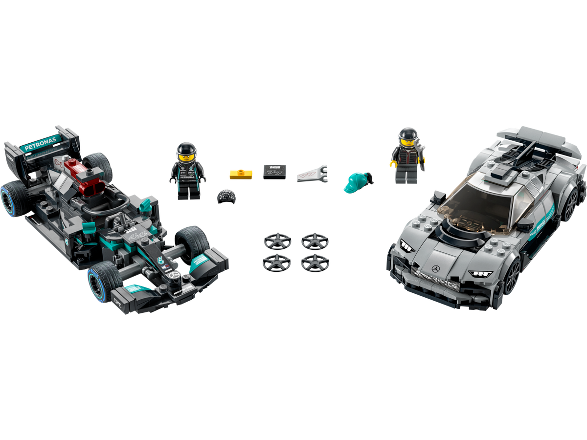 LEGO Speed Champions Mercedes AMG F1 W12 E Performance y Mercedes AMG Project One 76909
