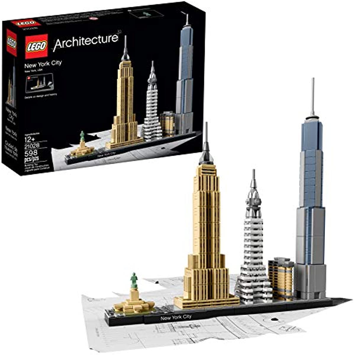 LEGO Architecture New York City 21028. Build It Yourself New York Skyline Model Kit for Adults and Kids (598 Pieces)