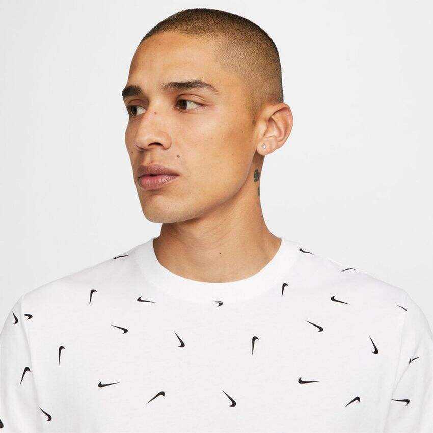 -Camiseta Hombre Nike Sportswear Swoosh Allover Print-Blanco
