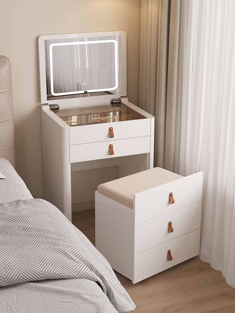 Mesita de noche para dormitorio, tocador, mini gabinete de almacenamiento con tapa integrada