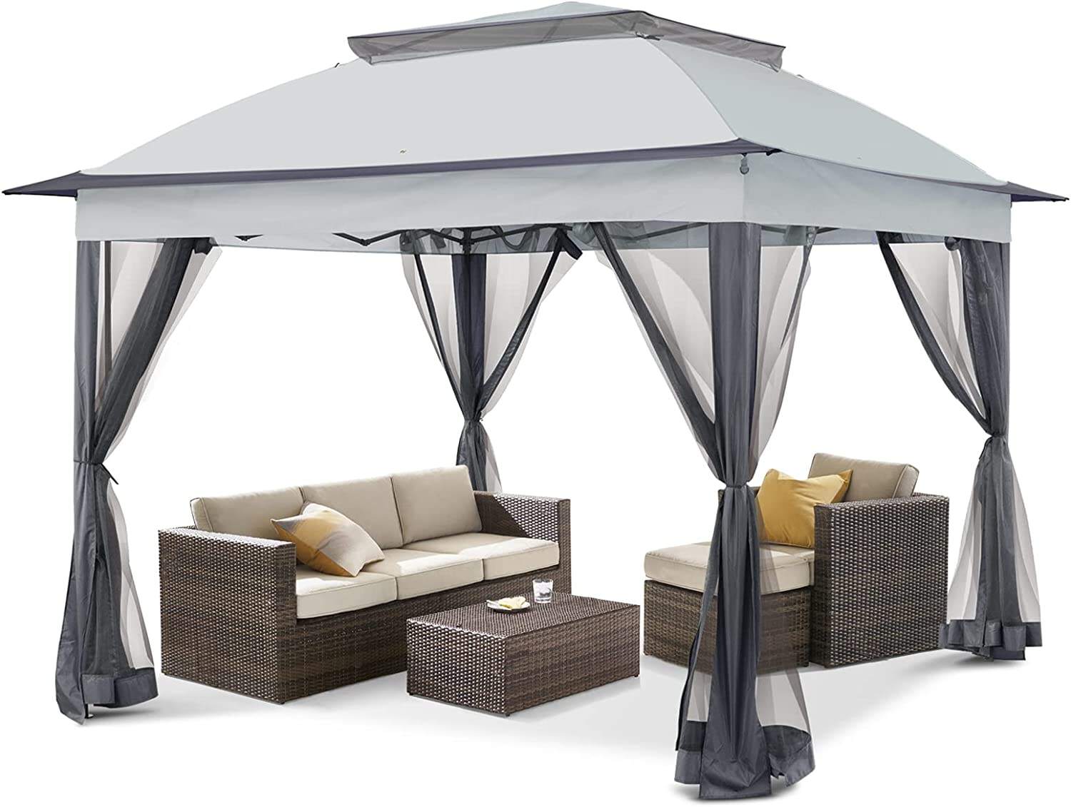 11x11 Pop-Up Instant Gazebo Tent with Mosquito Netting Outdoor Canopy