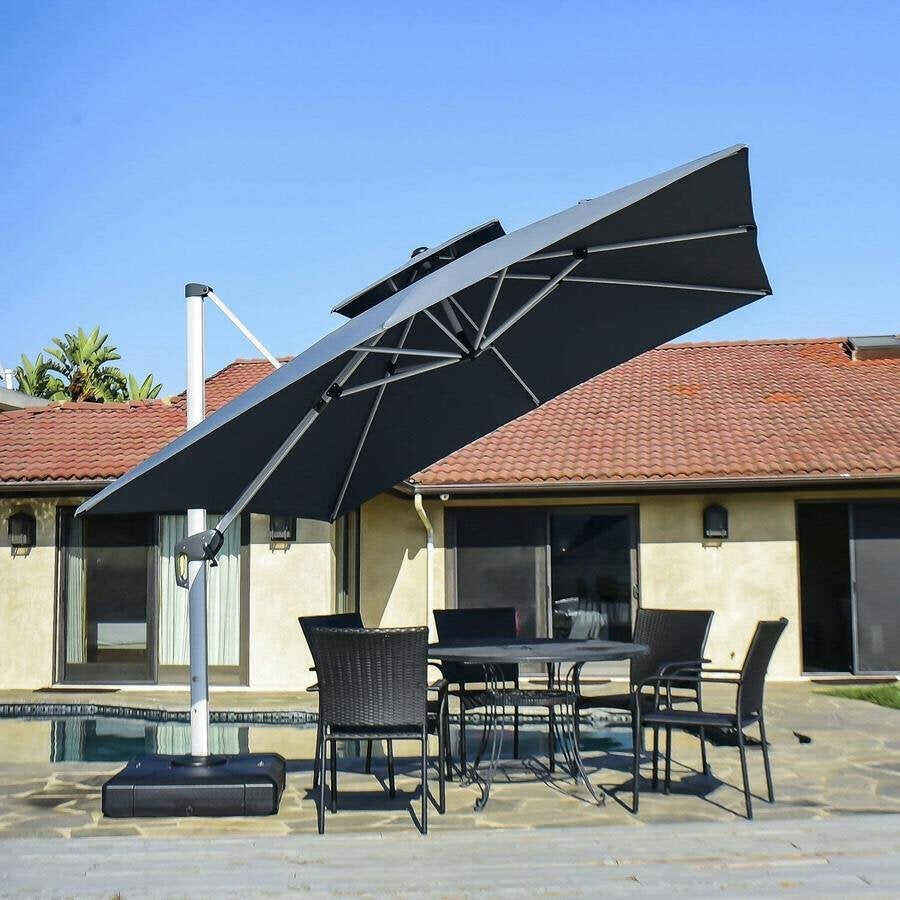 Guarda-chuva LED movido a energia solar para pátio