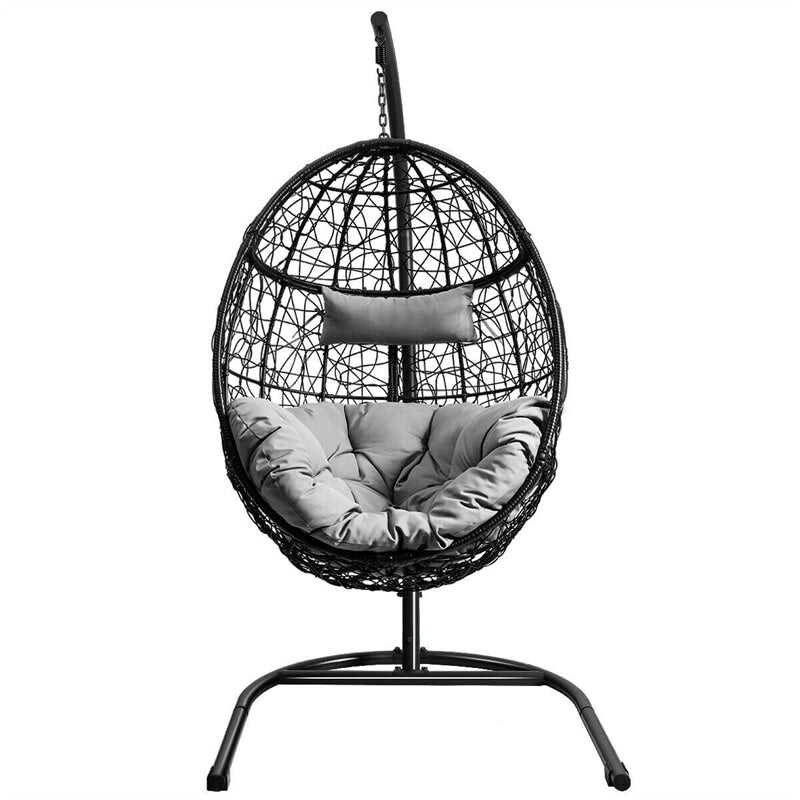 .Outdoor Hanging Egg Chair Swing Hammock Chair Set with Stand & Cushio