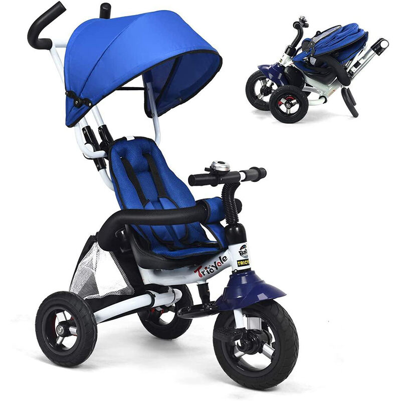 Carrinho de passeio dobrável 6 em 1, bicicleta de aprendizagem com gu