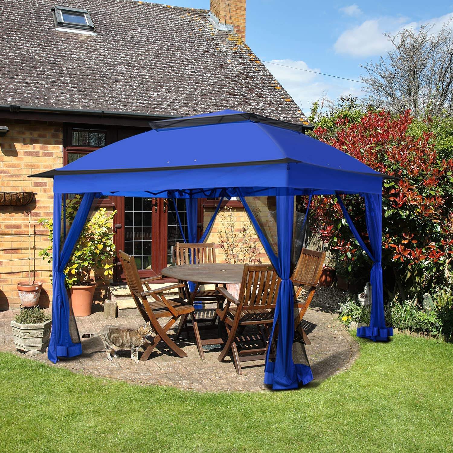 11x11 Pop-Up Instant Gazebo Tent with Mosquito Netting Outdoor Canopy