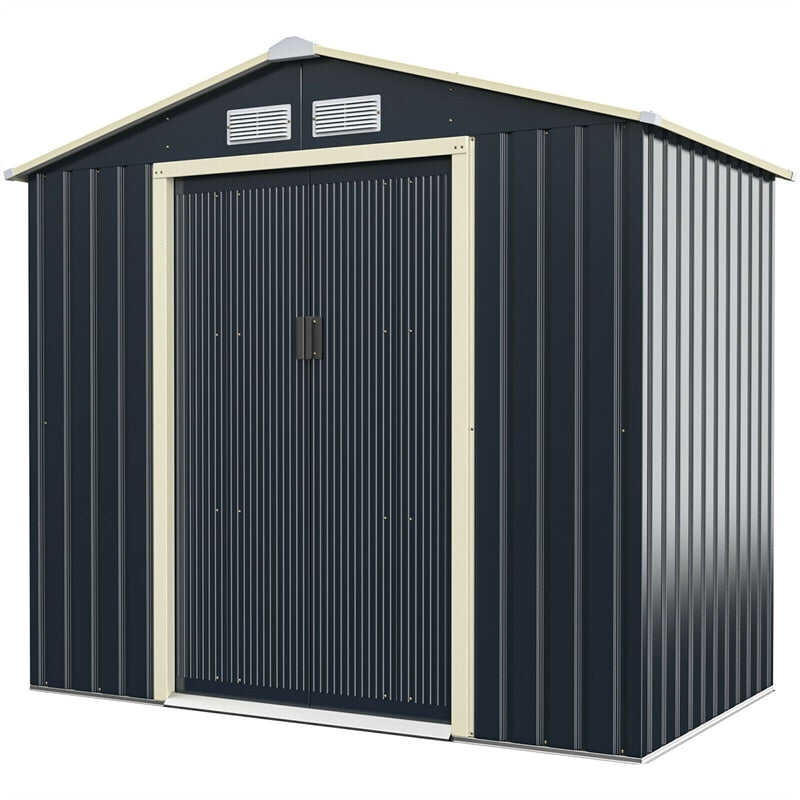 7’ x 4’ Outdoor Metal Storage Shed Backyard Garden Tool Storage Ca
