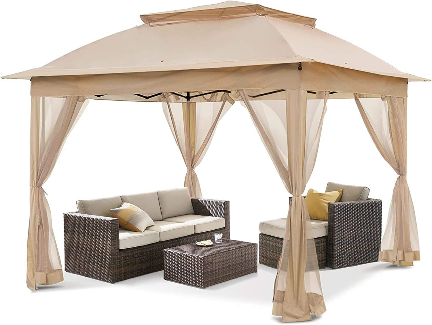 11x11 Pop-Up Instant Gazebo Tent with Mosquito Netting Outdoor Canopy