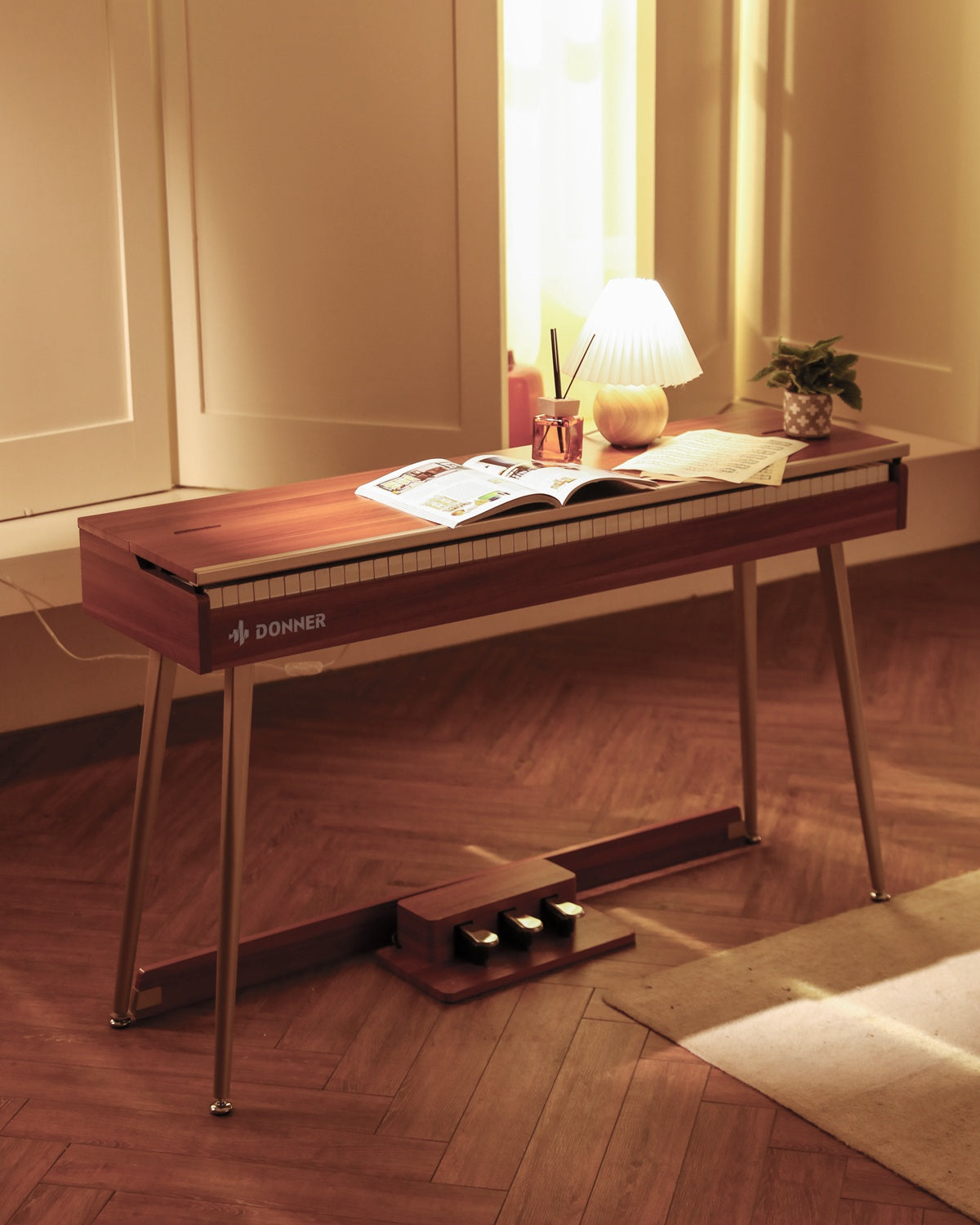 Donner DDP-80 PLUS 88 Key Weighted Wooden Upright Digital Piano with S