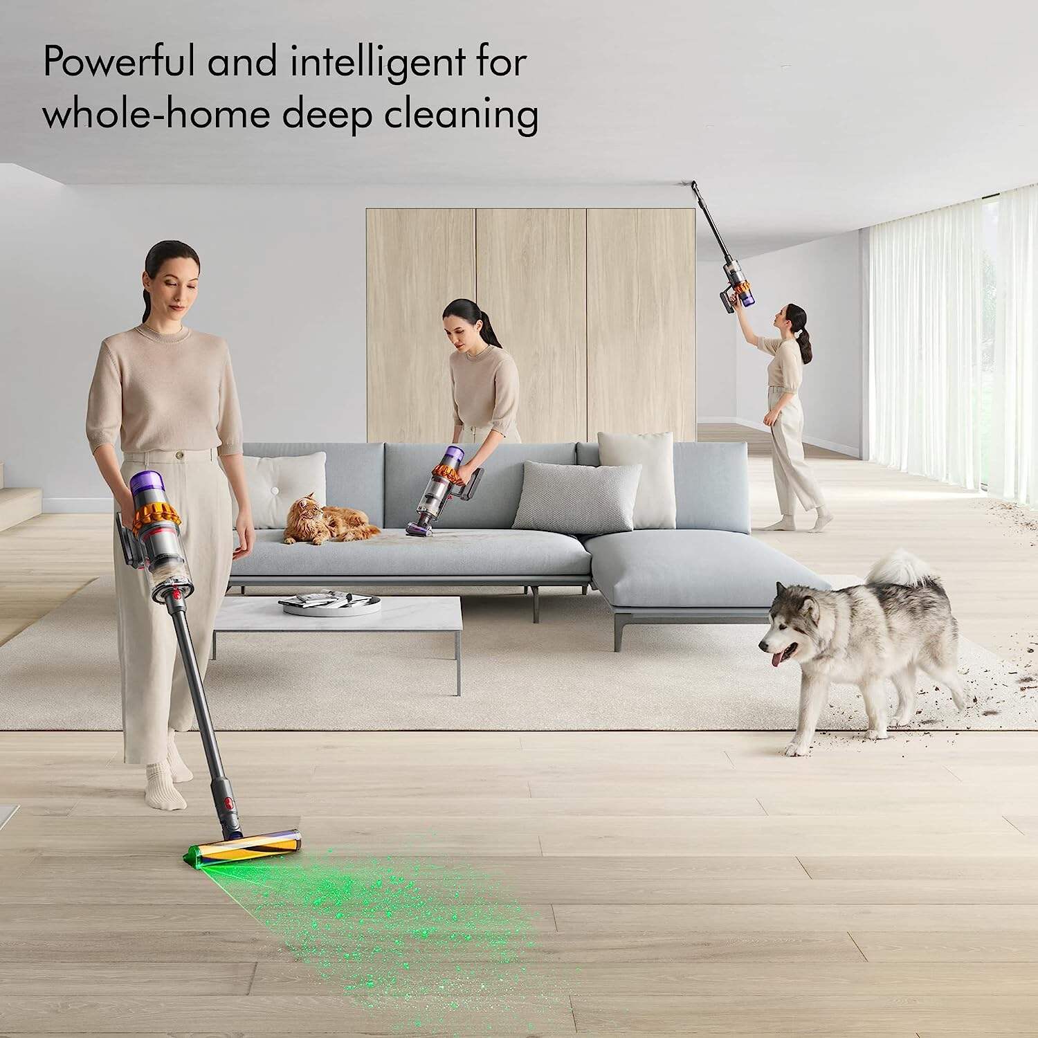 V15 Detect Cordless Vacuum Cleaner, Yellow/Nickel.