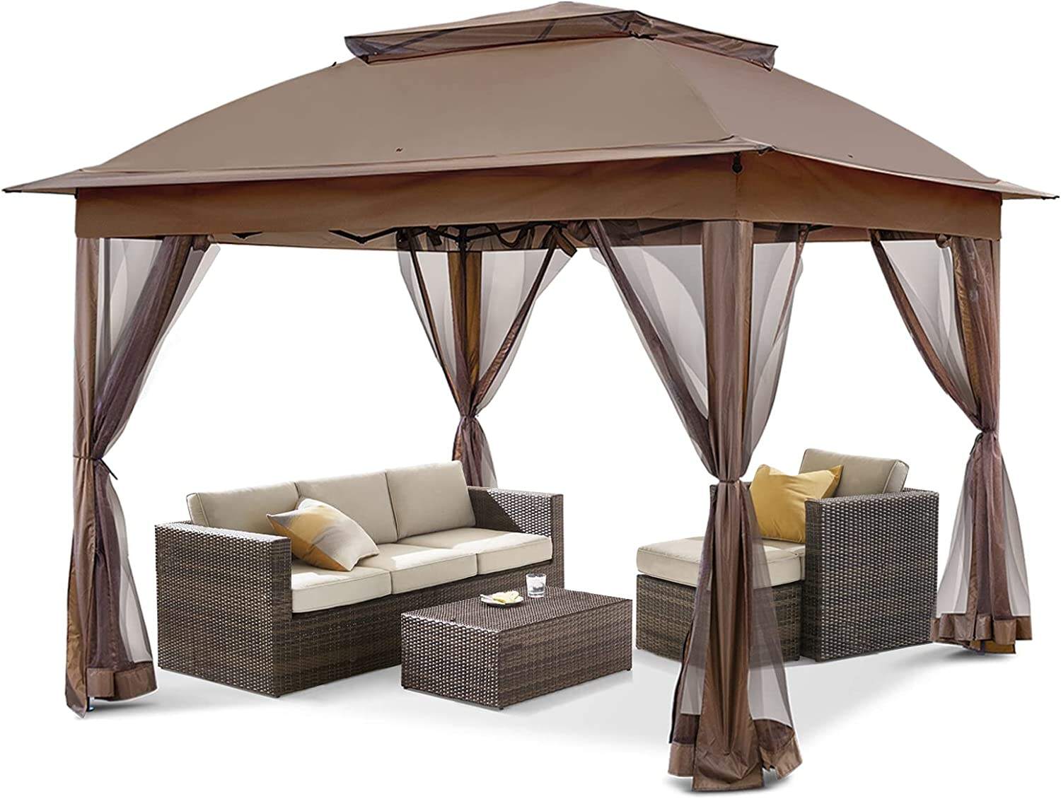 11x11 Pop-Up Instant Gazebo Tent with Mosquito Netting Outdoor Canopy