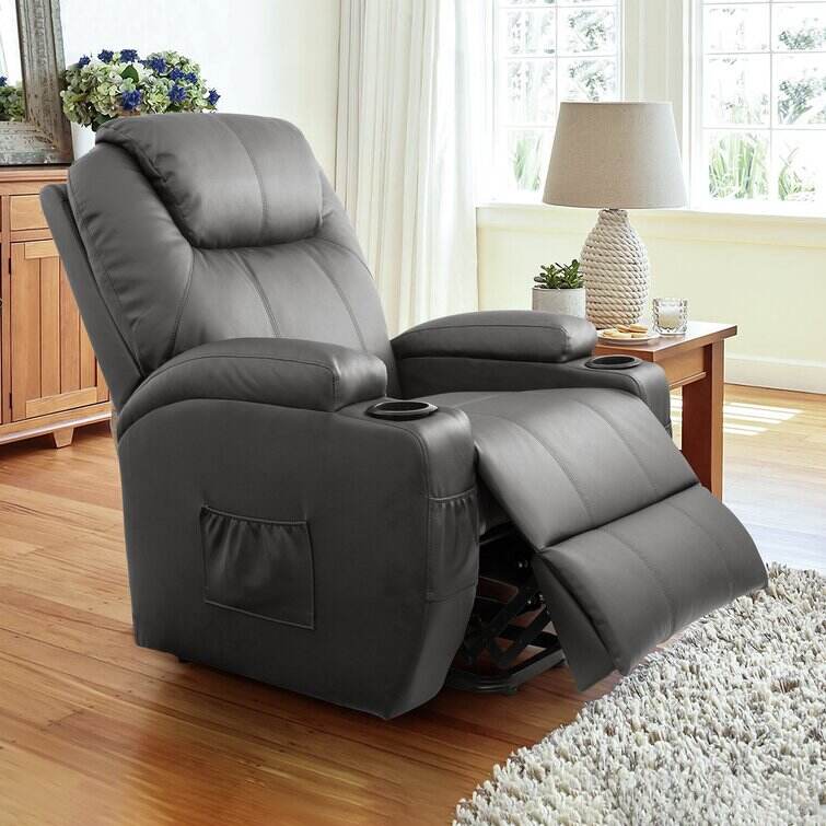 .Faux Leather Power Lift Recliner Chair with Massage and Heating Funct