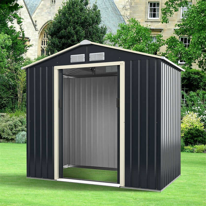 7’ x 4’ Outdoor Metal Storage Shed Backyard Garden Tool Storage Ca