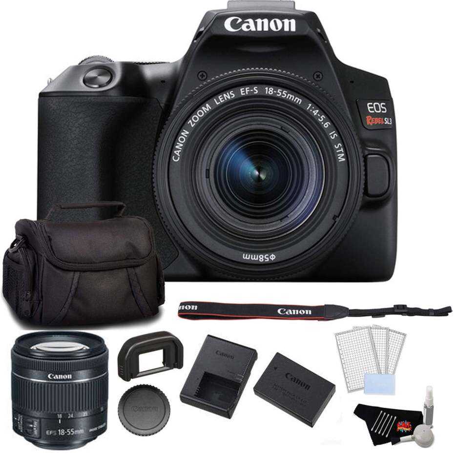 Cmera DSLR Canon EOS Rebel SL3 com lente 18-55mm (preta) pacote inic