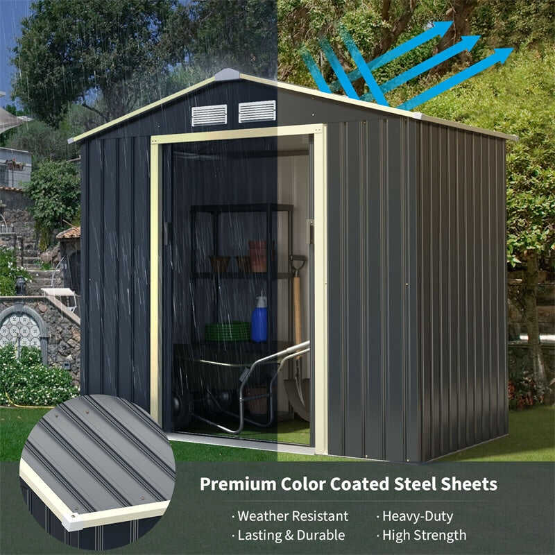 7’ x 4’ Outdoor Metal Storage Shed Backyard Garden Tool Storage Ca