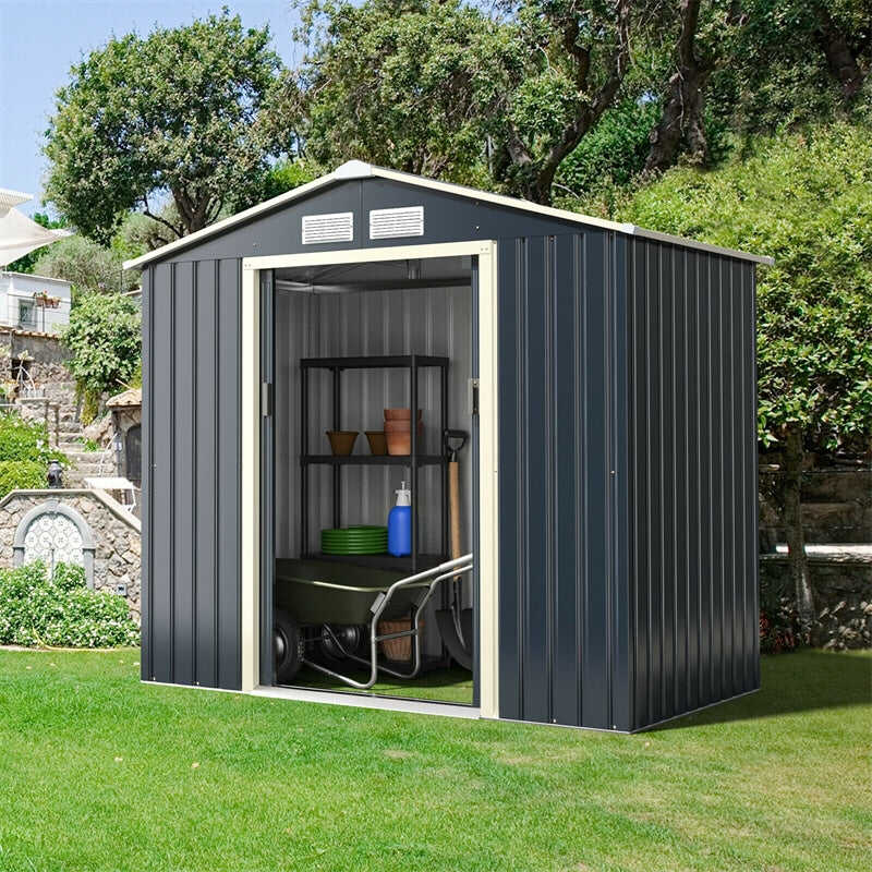7’ x 4’ Outdoor Metal Storage Shed Backyard Garden Tool Storage Ca