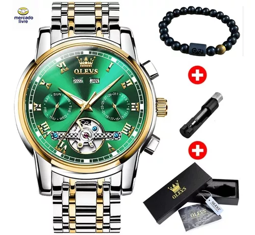 Relógio Masculino Olevs Automático Platinum Caixa Suia