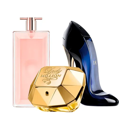 3 Perfumes Mujer - Idle Lancme, Lady Million, Good Girl 100ml