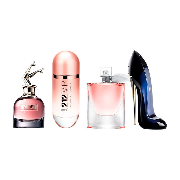 Combo de 4 Perfumes Femininos - Scandal, 212 VIP Ros, La Vie est Belle