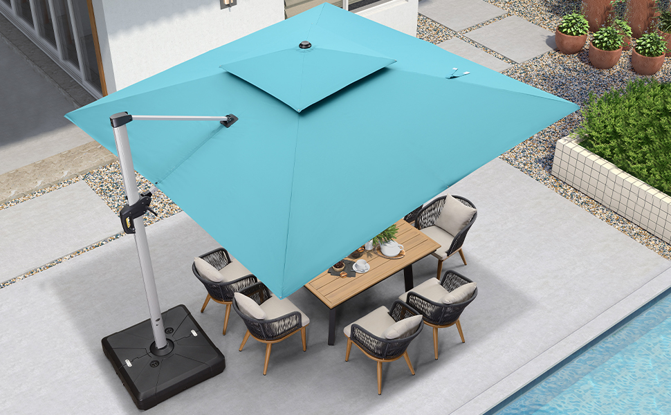 Guarda-chuva LED movido a energia solar para pátio