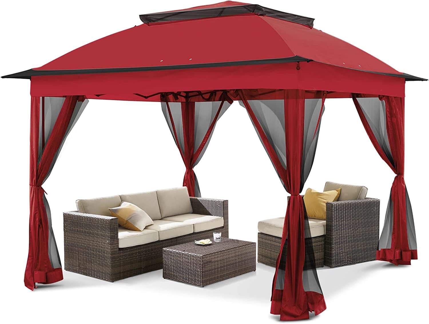 11x11 Pop-Up Instant Gazebo Tent with Mosquito Netting Outdoor Canopy