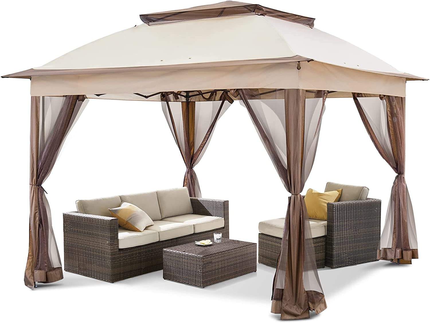 11x11 Pop-Up Instant Gazebo Tent with Mosquito Netting Outdoor Canopy