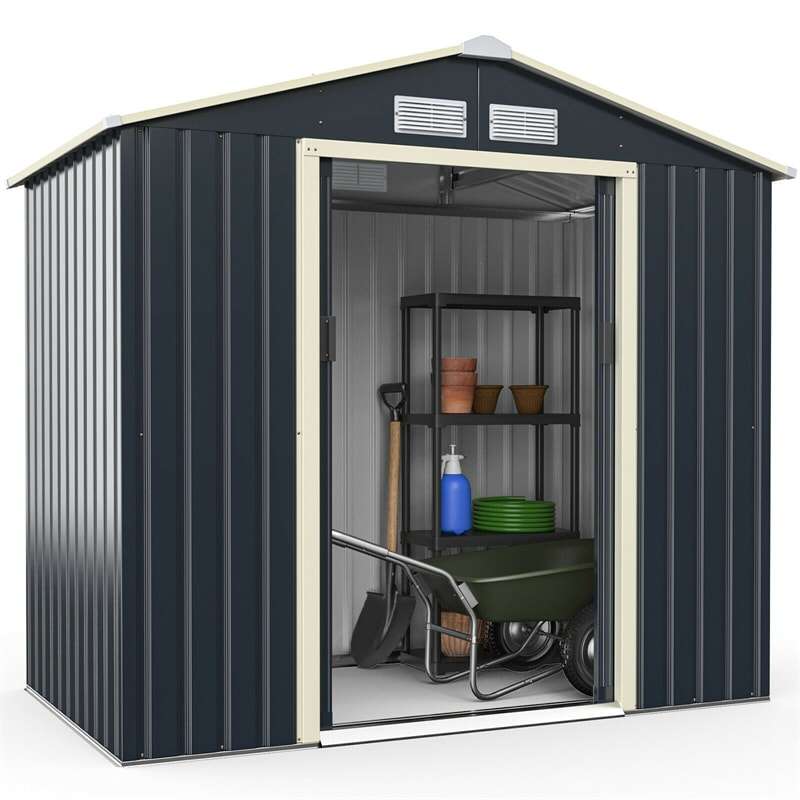 7’ x 4’ Outdoor Metal Storage Shed Backyard Garden Tool Storage Ca