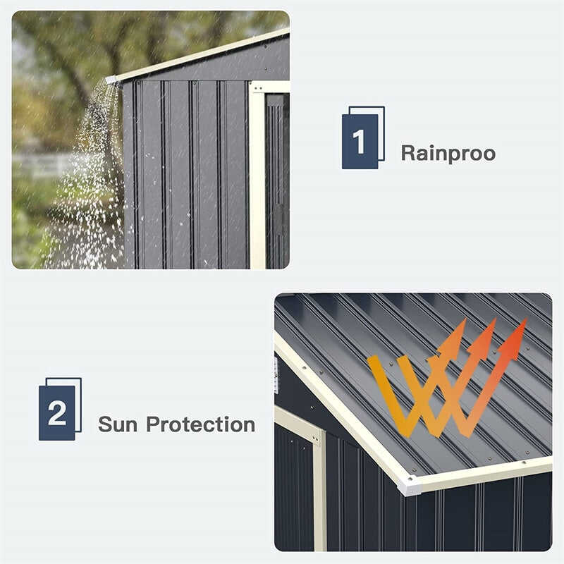 7’ x 4’ Outdoor Metal Storage Shed Backyard Garden Tool Storage Ca