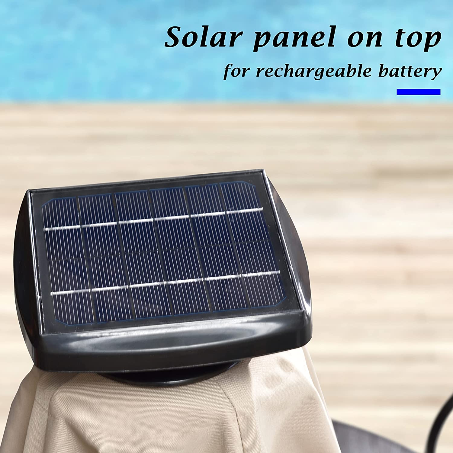 Guarda-chuva LED movido a energia solar para pátio
