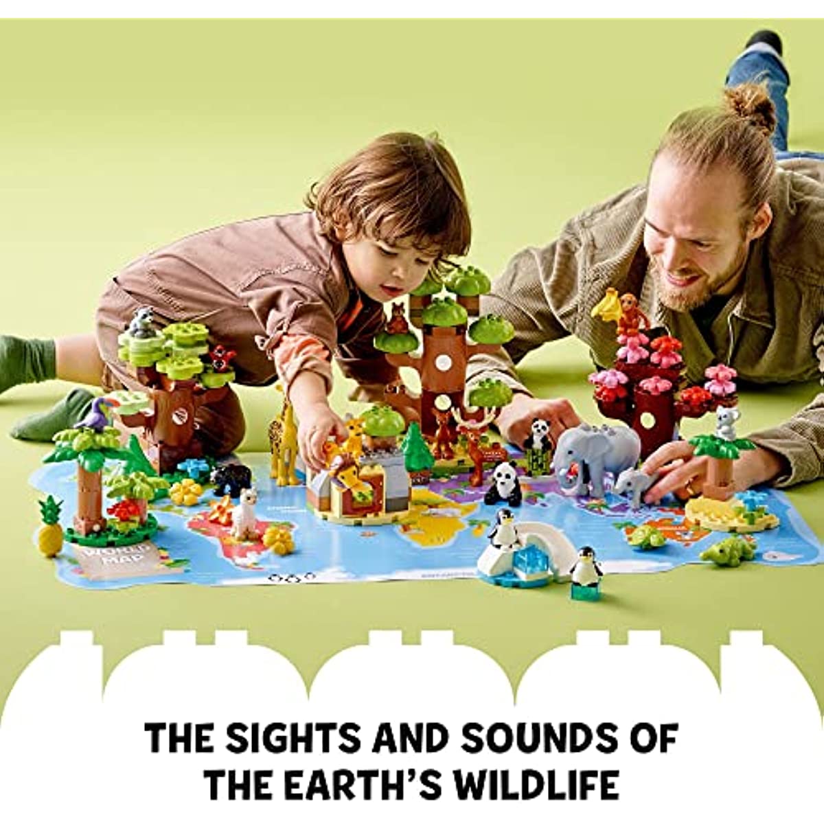 LEGO DUPLO Wild Animals of The World 10975 Toy with 22 Animal Figures, Sounds and World Map Playmat, Educational Gifts for Toddlers, Girls, Boys 2-5 Year Old