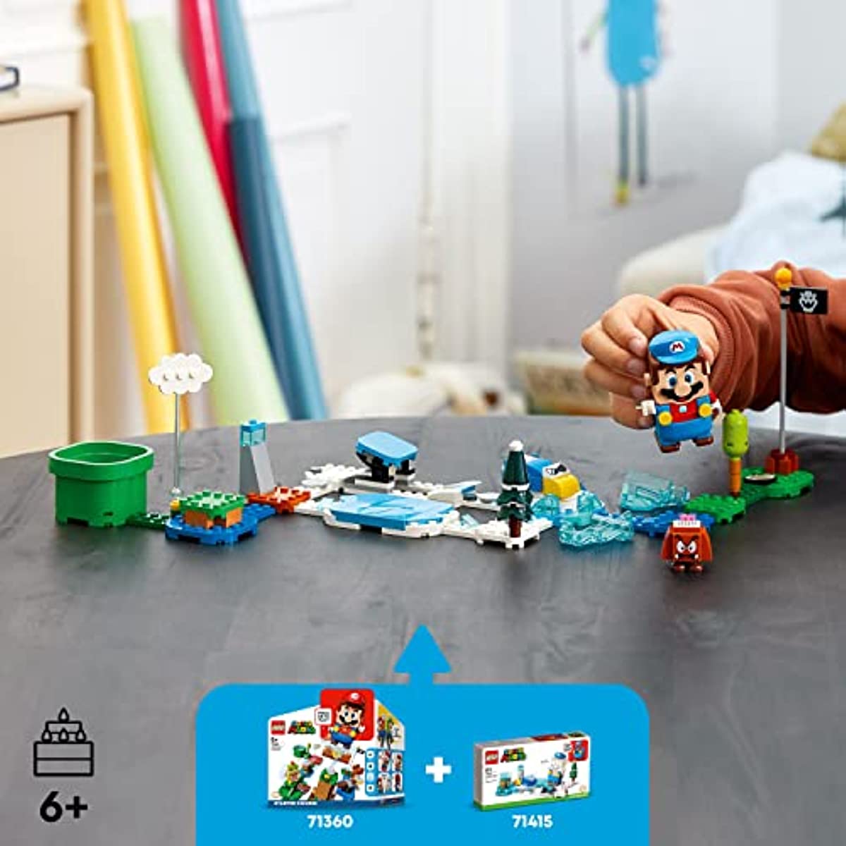 LEGO Super Mario Ice Mario Suit and Frozen World Expansion Set 71415, Collectible Buildable Game with Figure Costume Plus Cooligan and Goomba Enemy Figures