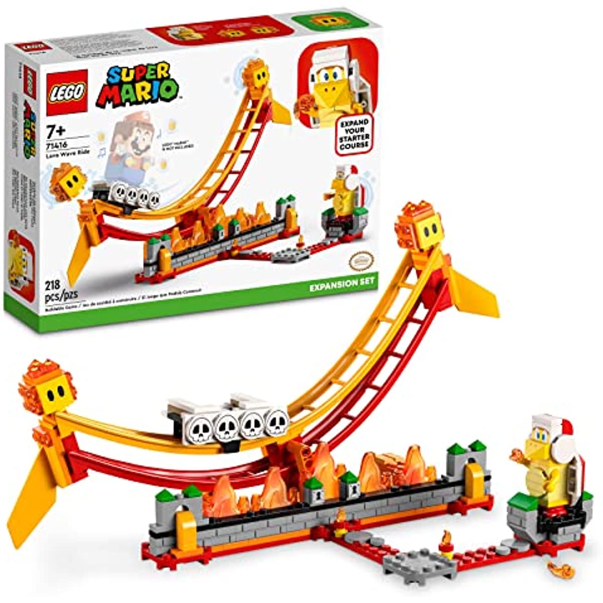 LEGO Super Mario Lava Wave Ride Expansion Set 71416, with Fire Bro and 2 Lava Bubbles Figures, Collectible Toy to Combine with a Starter Course Game