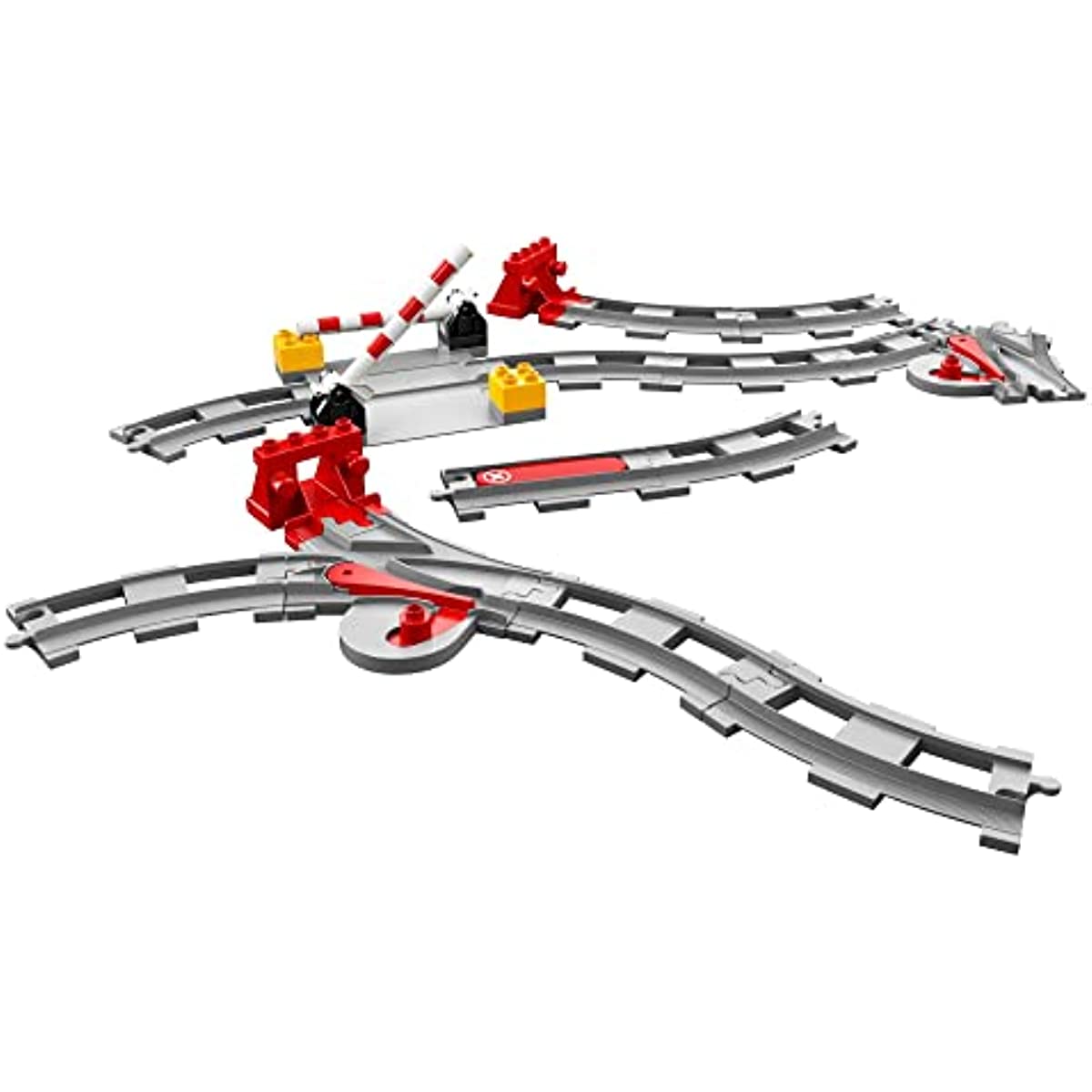 LEGO DUPLO Town Train Tracks Expansion Set 10882, Building Toys for Toddlers with Red Action Brick, Gifts for 2-5 Year Old Boys and Girls