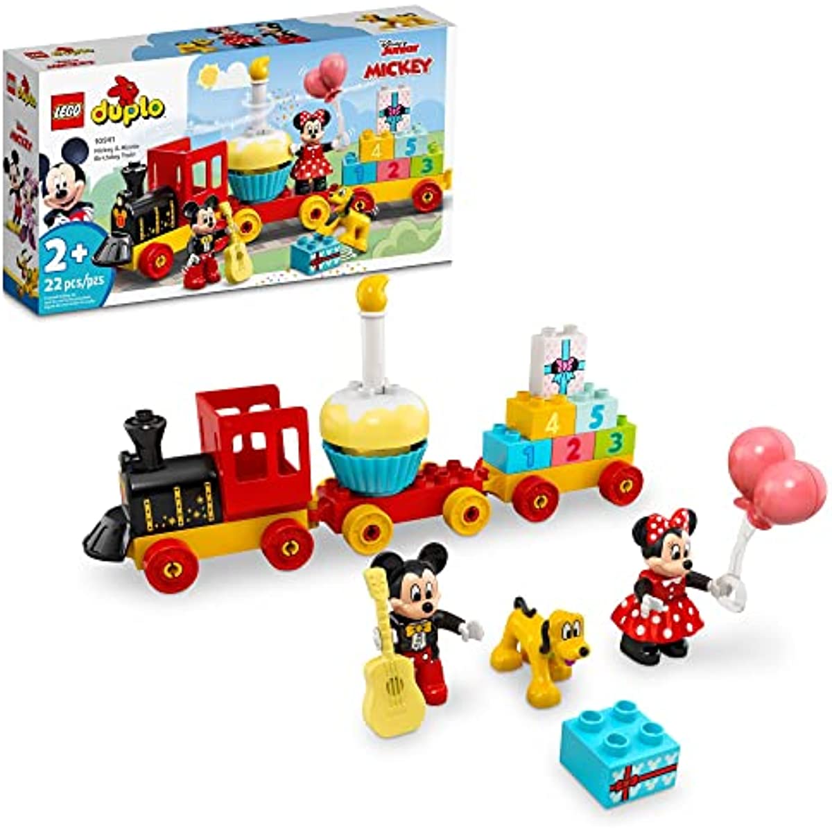 LEGO DUPLO Disney Mickey & Minnie Birthday Train 10941, Building Toys for Toddlers with Number Bricks, Cake and Balloons, 2 Year Old Girls & Boys Gifts