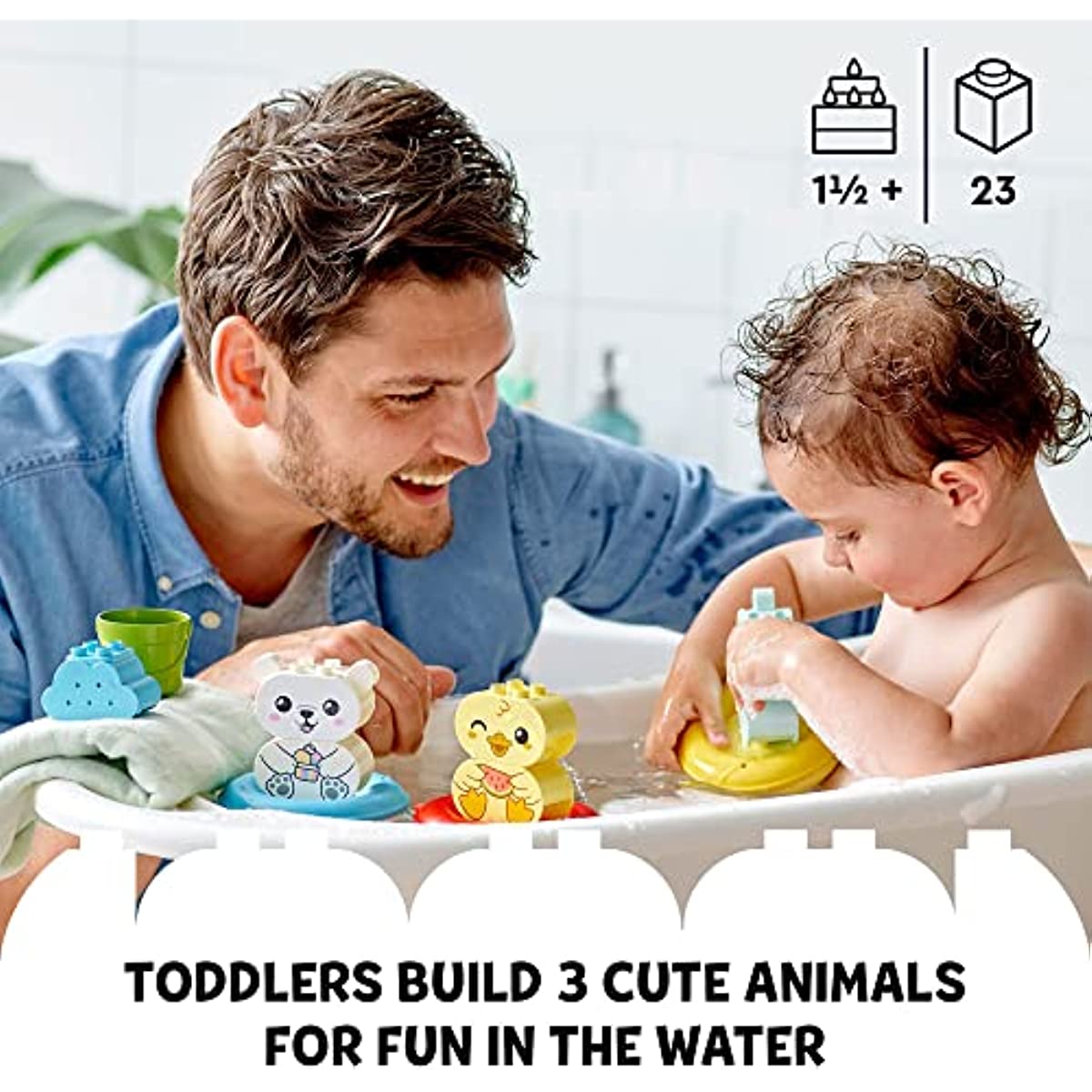 LEGO DUPLO Bath Time Fun: Floating Animal Train 10965 Bath Toy for Babies and Toddlers 1.5-3 Years Old with Duck, Hippo and Polar Bear, Bathtub Water Toys, Easy to Clean