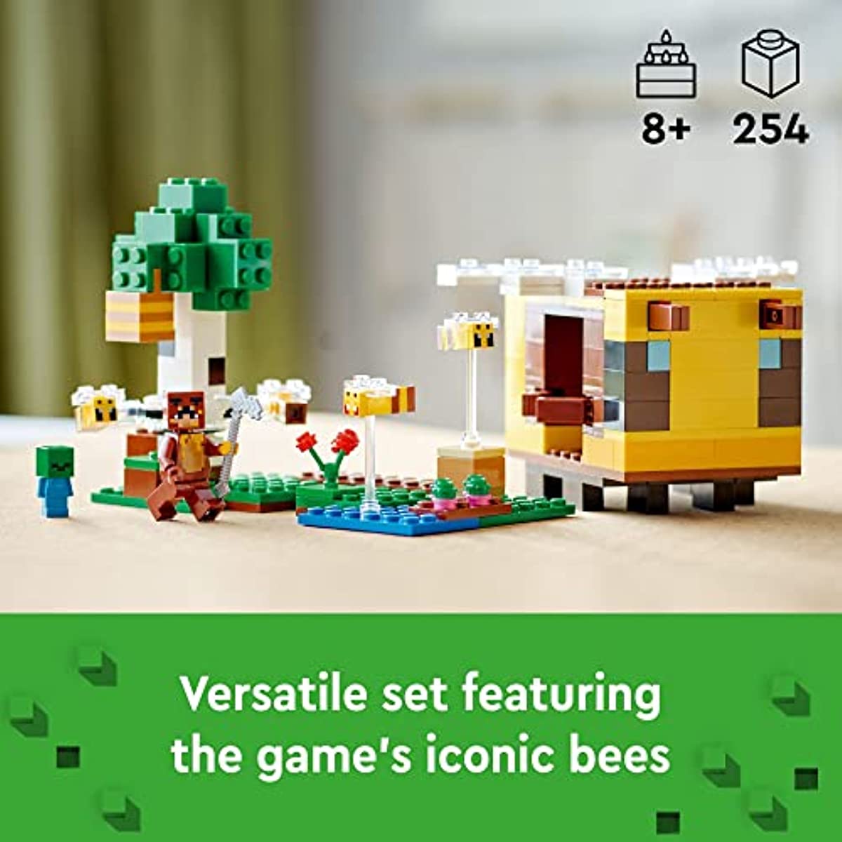 LEGO Minecraft The Bee Cottage 21241, Construction Toy with Buildable House, Farm, Baby Zombie and Animal Figures, Birthday Gift Idea for Boys and Girls