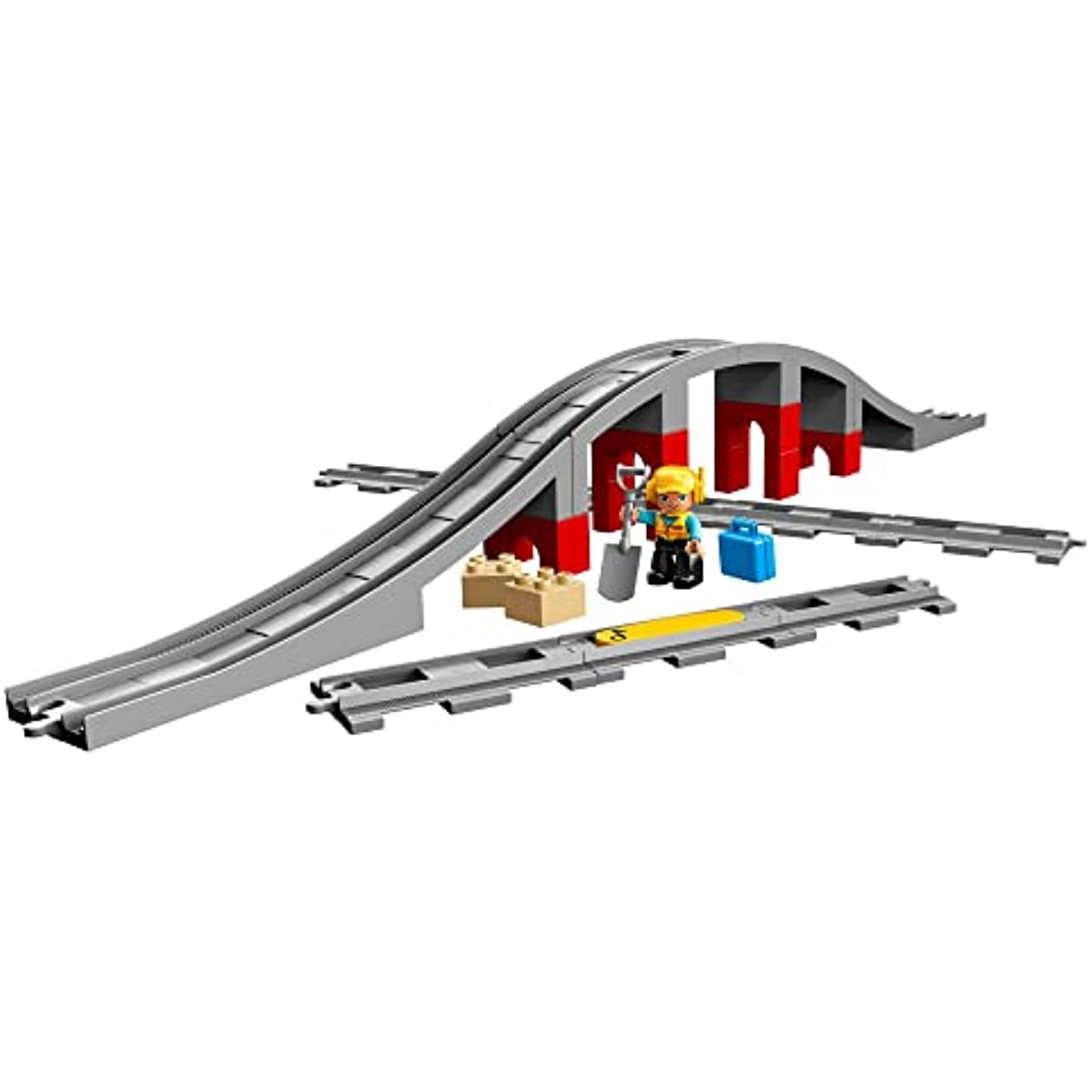 LEGO DUPLO Town Train Bridge and Tracks 10872 Toy for Kids, Building Bricks Set with Horn Sound Action Brick, Trains Rails Extension Set