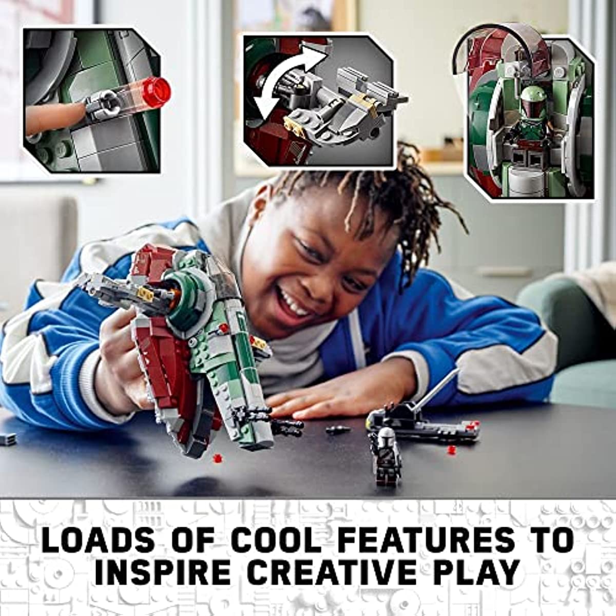 LEGO Star Wars Boba Fett’s Starship 75312 Building Toy for Kids Age 9 Plus, Mandalorian Model Set with 2 Minifigures