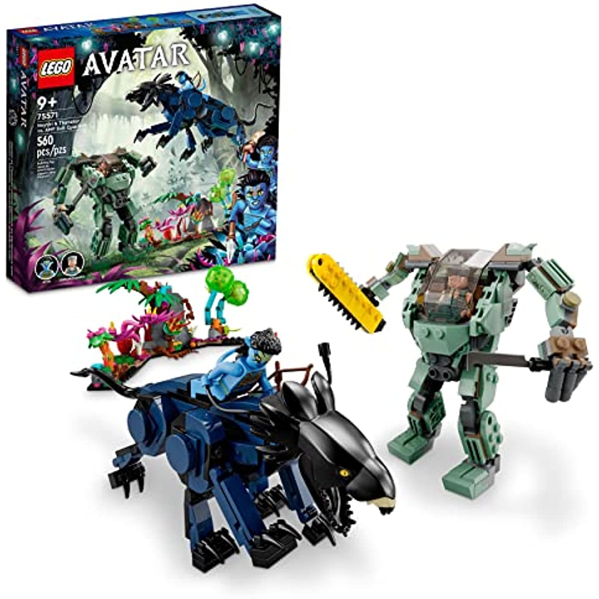 LEGO Avatar Neytiri & Thanator vs. AMP Suit Quaritch 75571 Building Toy Set; Gift Idea for Boys and Girls with Minifigures for Ages 9+ (560 Pieces)