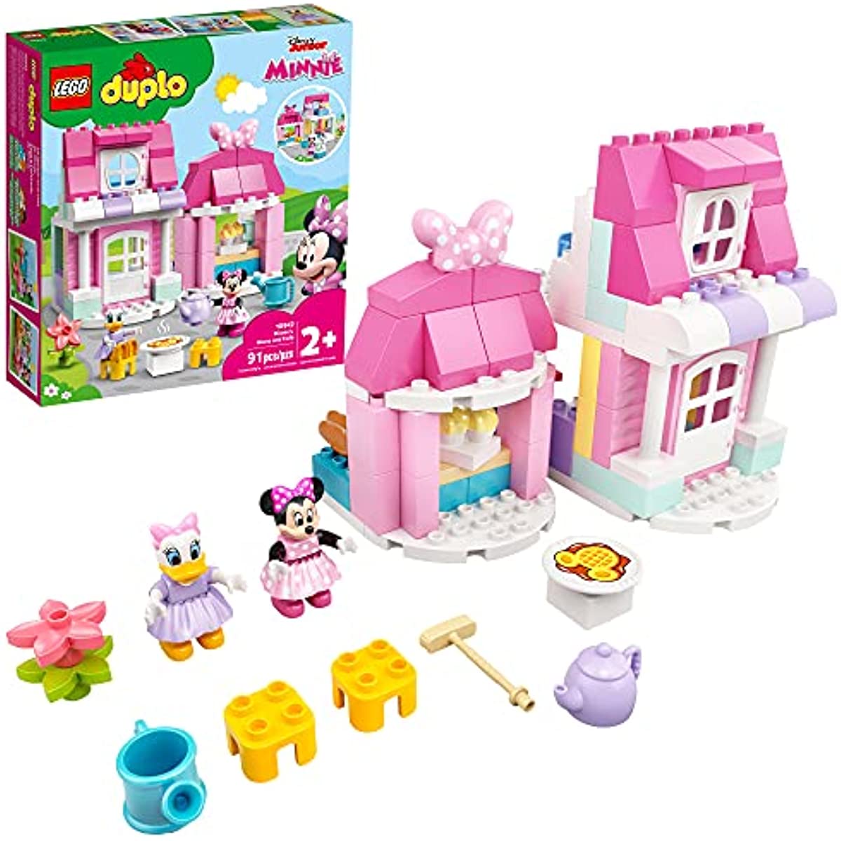 LEGO DUPLO Disney Minnie’s House and Café 10942 Dollhouse Building Toy for Kids, Boys and Girls, with Minnie Mouse and Daisy Duck (91 Pieces)