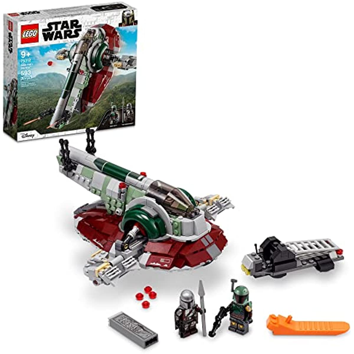 LEGO Star Wars Boba Fett’s Starship 75312 Building Toy for Kids Age 9 Plus, Mandalorian Model Set with 2 Minifigures