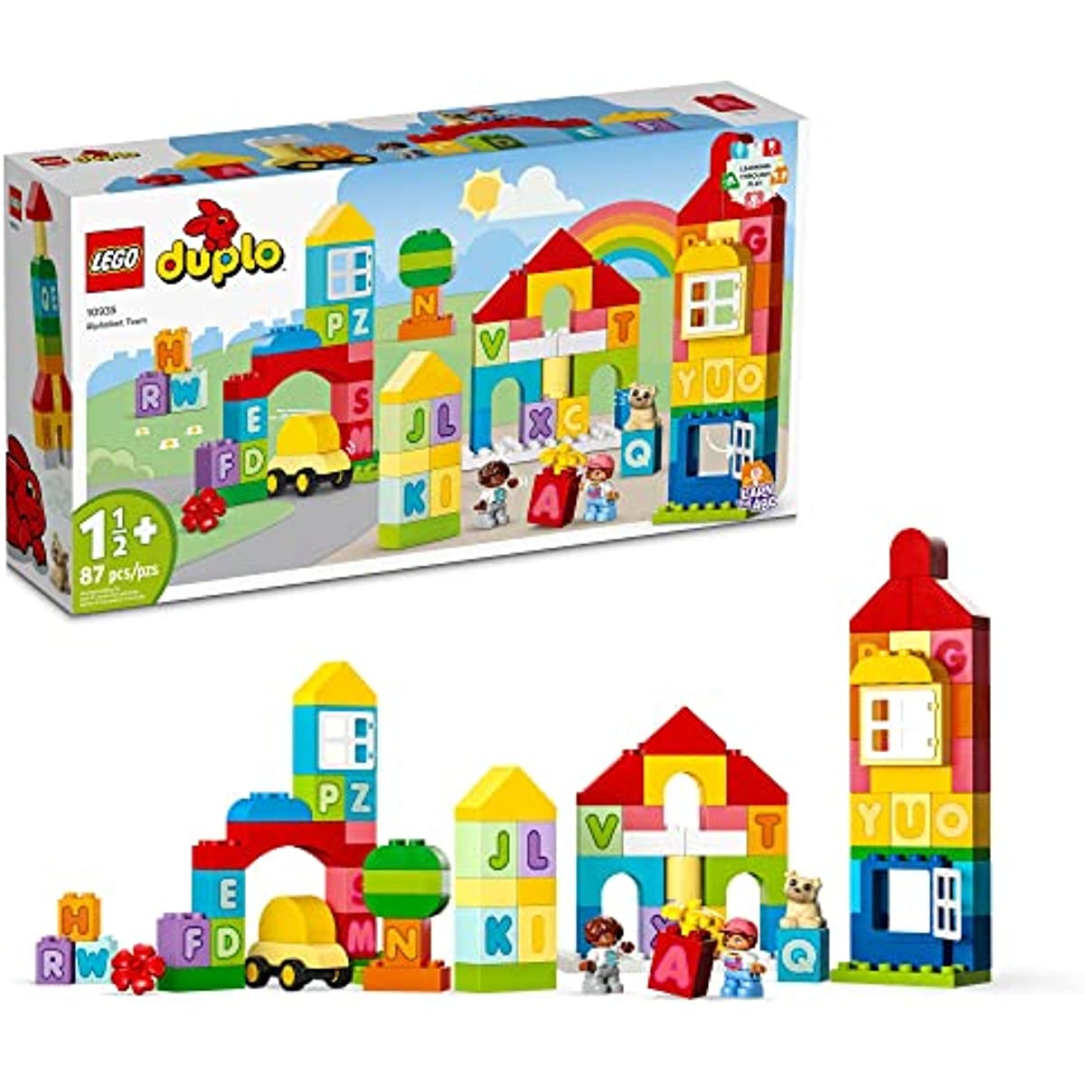 LEGO DUPLO Classic Alphabet Town 10935, Educational Early Learning Toys for Babies & Toddlers Ages +18 Months, Learn Colors, Letters and Shapes with Large Bricks