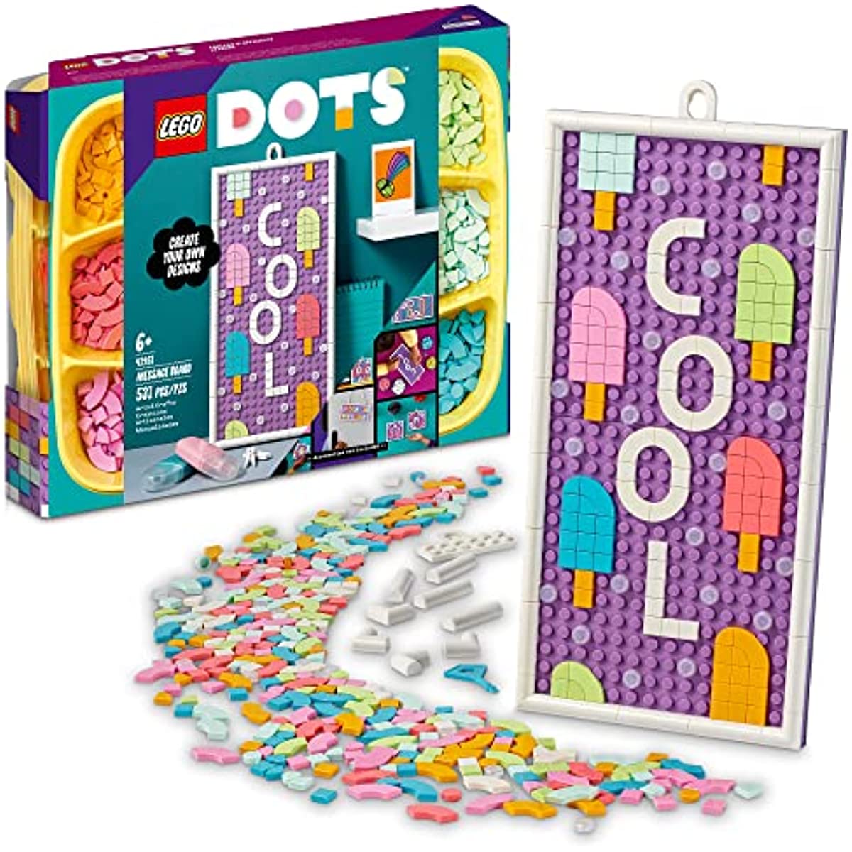 LEGO DOTS Message Board 41951 with Easter Colors, DIY Craft Decoration Kit, Great Easter Gift Idea and Basket Stuffer, Customizable Toy with Colorful Tiles for Kids Ages 6 and up