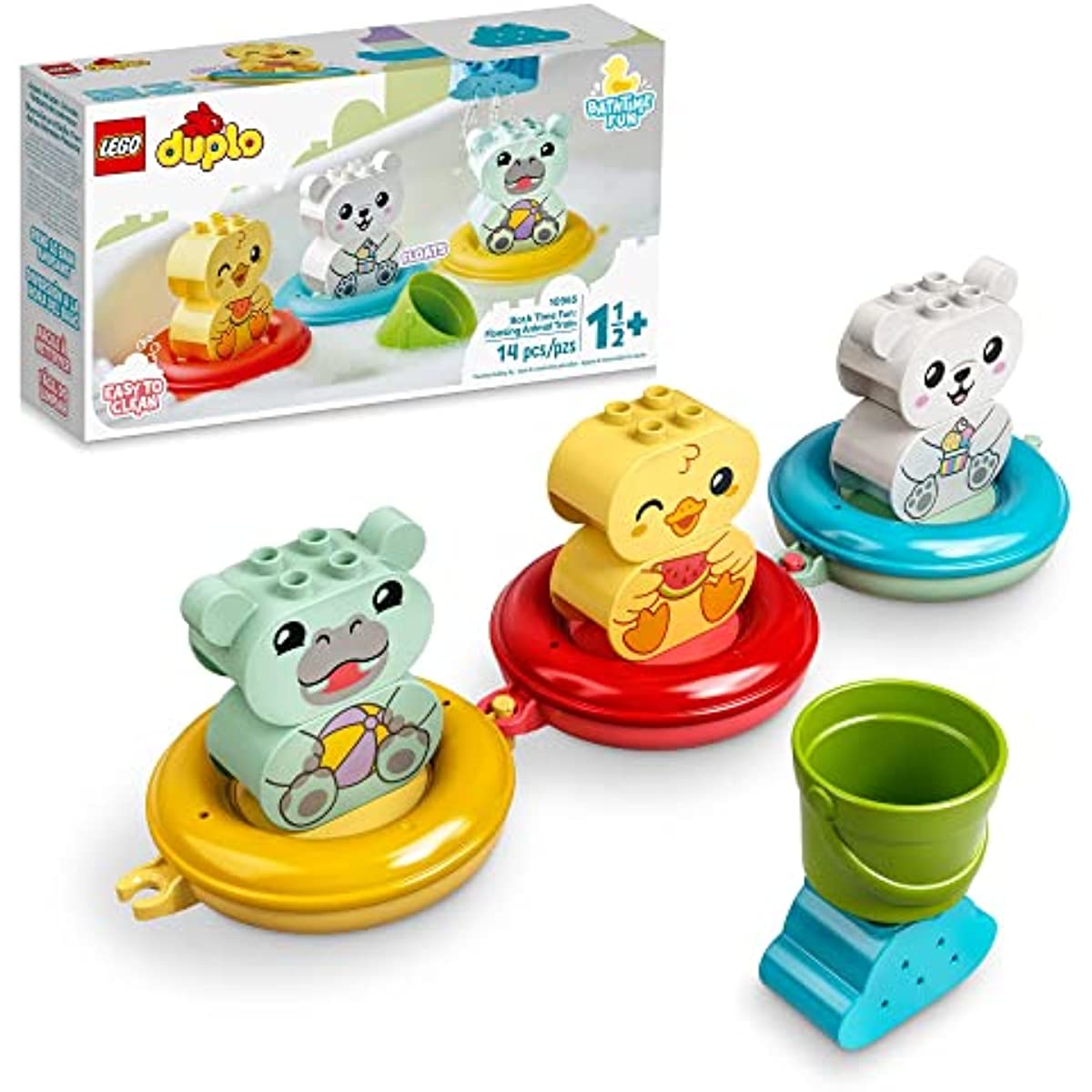 LEGO DUPLO Bath Time Fun: Floating Animal Train 10965 Bath Toy for Babies and Toddlers 1.5-3 Years Old with Duck, Hippo and Polar Bear, Bathtub Water Toys, Easy to Clean