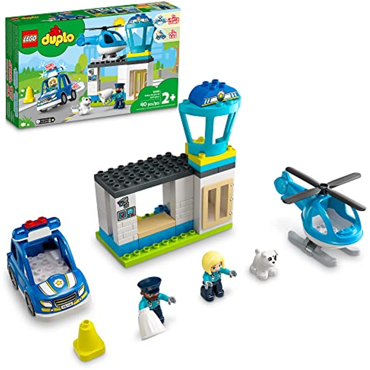 LEGO DUPLO Town Police Station & Helicopter 10959 Building Toy Set for Preschool Kids, Toddler Boys and Girls Ages 2+ (40 Pieces)