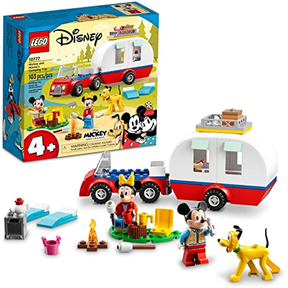 LEGO Disney Mickey and Friends – Mickey Mouse and Minnie Mouse’s Camping Trip 10777 Building Toy Set for Preschool Kids, Girls, and Boys Ages 4+ (103 Pieces)