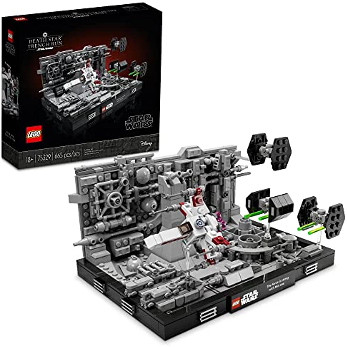 LEGO Star Wars Death Star Trench Run Diorama 75329 Set for Adults, Room Décor Memorabilia Gift with Darth Vader’s TIE Advanced Fighter